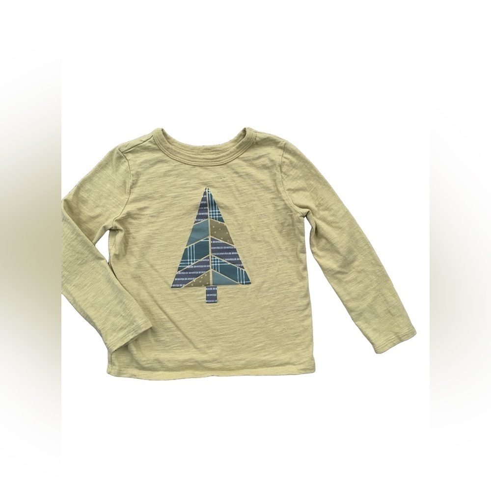 Little Co. Size 4T Quilted Christmas Tree Long Sleeve Tee